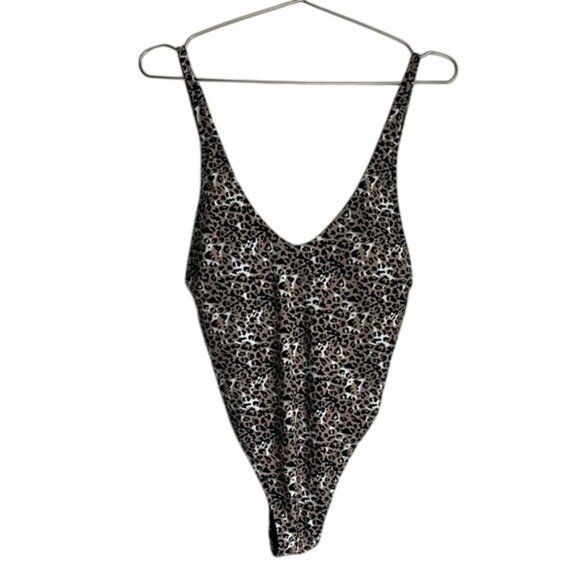 NWT Ocean Blues One-Piece Thong Swimsuit Leopard - M - Picture 1 of 9